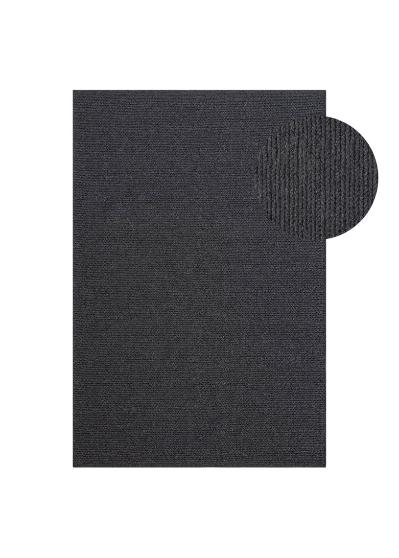 Tapis en laine tressée gris anthracite COPENHAGUE