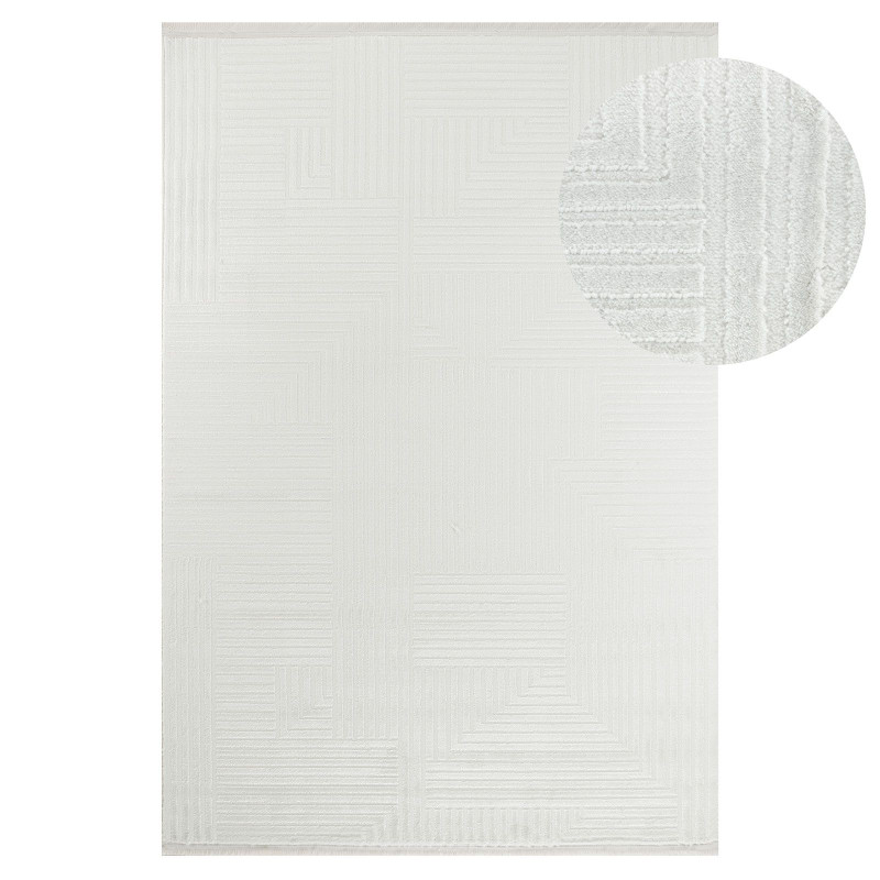 Tapis blanc cassé à franges MADRID 25