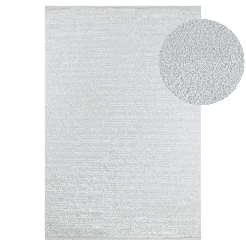 Tapis uni blanc cassé à franges MADRID 710