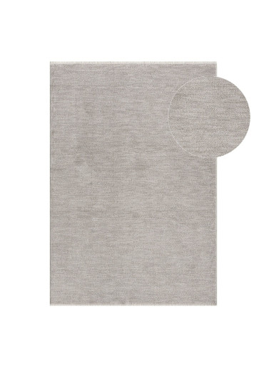 Tapis uni gris à franges IMPULSE