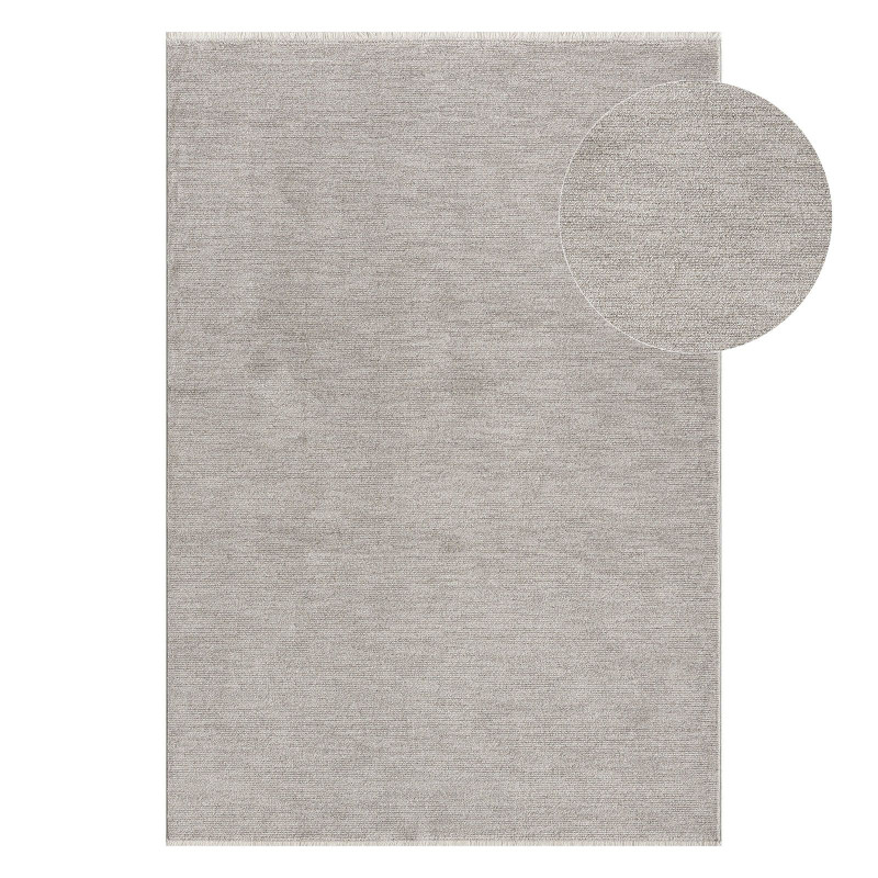 Tapis uni gris à franges IMPULSE