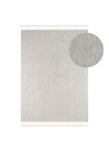 Tapis tissé effet laine beige EFES 03