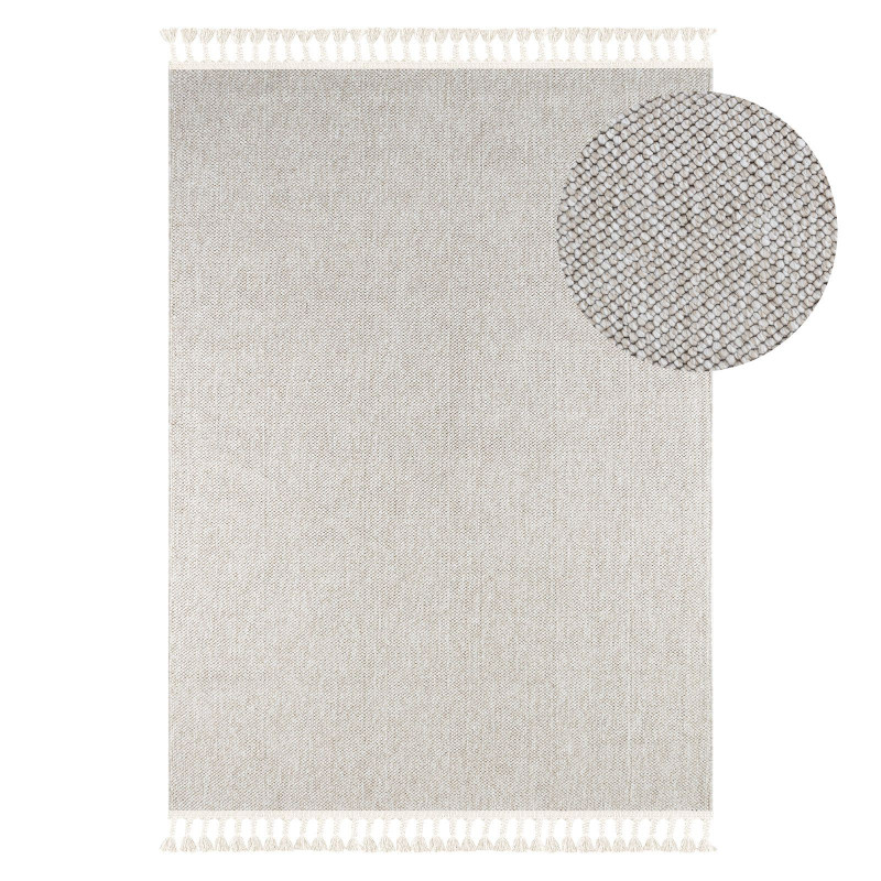 Tapis tissé effet laine beige EFES 03