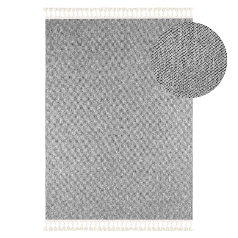 Tapis tissé effet laine gris EFES 03