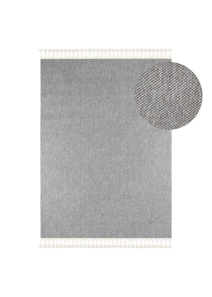 Tapis tissé effet laine gris EFES 03