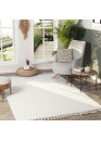 Tapis tissé effet laine blanc EFES 03