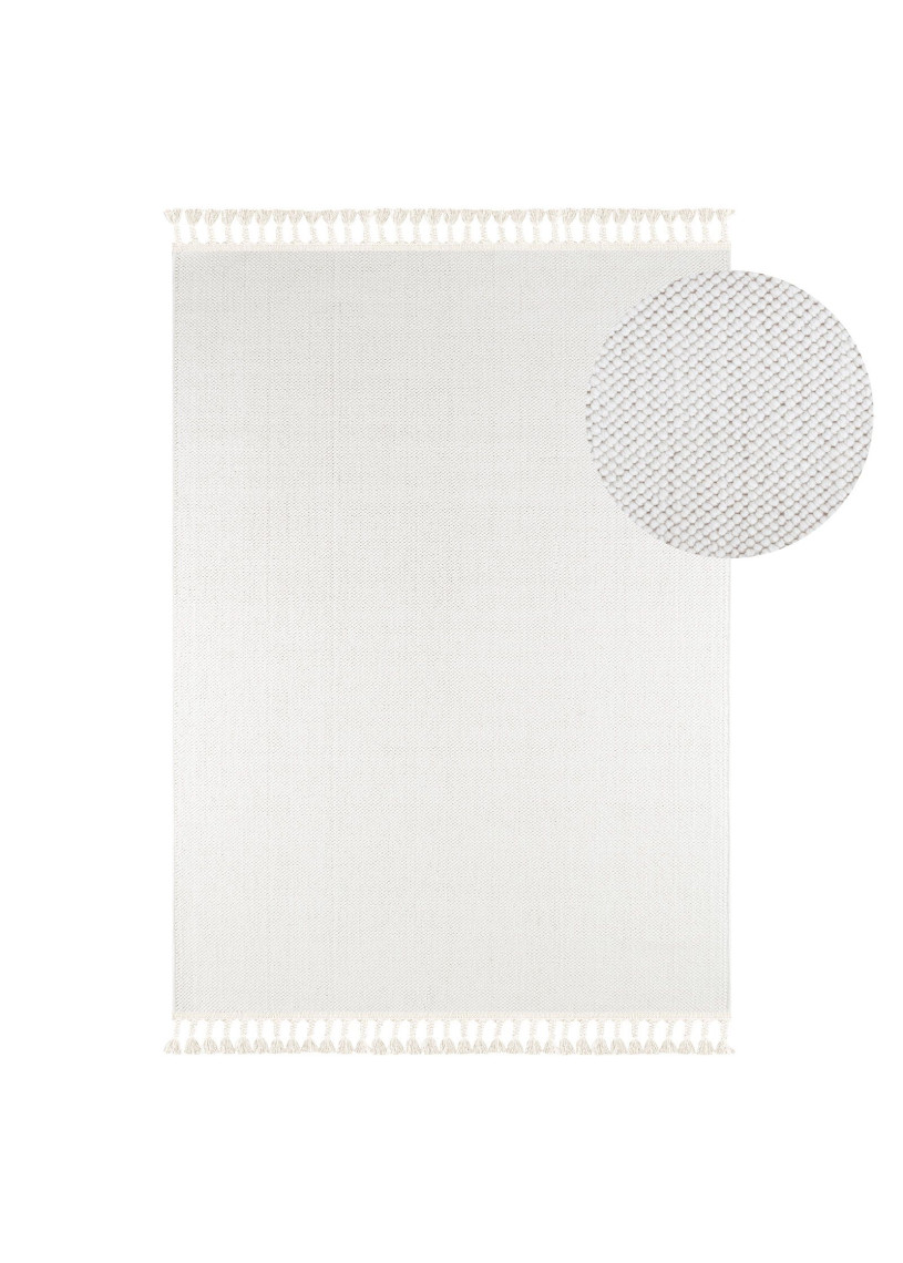 Tapis tissé effet laine blanc EFES 03