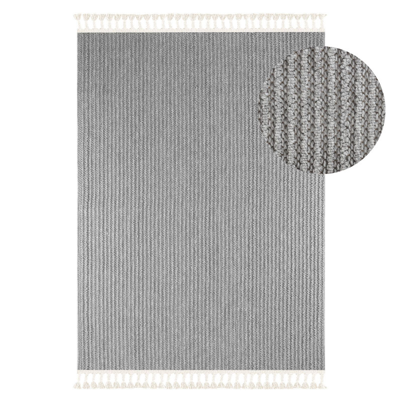 Tapis tissé effet laine gris EFES 60